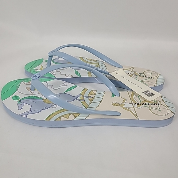 TORY BURCH CHELSEA ACROBAT BLUE FLIP FLOP SANDALS SIZE 7 - Picture 3 of 6
